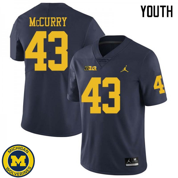 Youth Michigan Wolverines #43 Jake McCurry Navy Jordan Brand High School Jersey